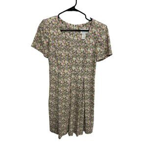 Vintage Expo Petite Floral Cropped Wide Leg Romper Green Pink Sz 4 Pleated Boho